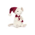 Peluche souris joyeuse avec canne en baton 18x9cm - jellycat