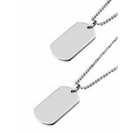 Pendentifs arm�e inox - 2 pi�ces cha�ne 60cm - argent - convient pour hommes femmes �tiquette