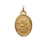 Pendentif bapt�me naissance commnunion m�daille en plaqu� or avec ange personnalisable avec gravure comprise ...