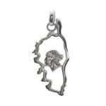 Pendentif carte de corse avec tte de maure en argent 925