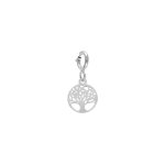 Pendentif charms en argent rhodi pastille arbre de vie suspendue sur fermoir anneau ressort