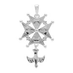 Pendentif croix huguenote en argent grand modle