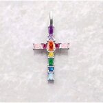 Pendentif croix multicolore en argent 925 ? foi joie et tolrance