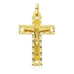 Pendentif - mdaille christ sur la croix or 18 carats 750 jaune - chaines offertes - 18pch4343