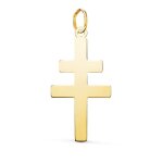 Pendentif mdaille or 18 carats 750 jaune - croix de lorraine - chaines offertes - grande