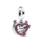 Pendentif - pandora - coeur diable charm 792511c01 - argent - rouge - mixte