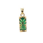 Pendentif petit tiki polinésien en plaqué or véritable avec agate verte amulette porte bonheur Pendentif petit tiki polinésien en plaqué or véritable avec agate verte amulette porte bonheur