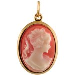 Pendentif plaqu or ovale grand modele came rose