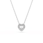 Pendentif - swarovski - ariana grande x swarovski - coeur en cristal - mtal rhodi - 45 cm