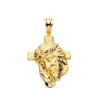 Pendentif tête du christ en or 9 carats de 31 mm et croix Pendentif tête du christ en or 9 carats de 31 mm et croix