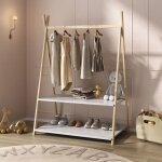 Penderie enfant danilo avec tringle  vtements et deux tagres, design tipi, en bois massif, coloris ...