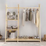 Penderie enfant lotte avec 3 �tag�res montessori en bois massif coloris naturel 108x115x47 cm id�ale ...