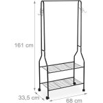 Penderie garde robe portant a roulettes avec etageres noir