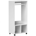 Penderie mobile armoire tagres 4 roulettes pivotantes salon chambre aluminium 60x40x127cm blanc design ...