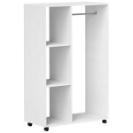 Penderie mobile armoire roulettes 1 tringle 3 tagres portant roulant couloir chambre 80x40x128cm blanc ...