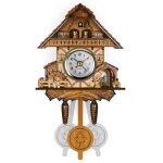 Pendule  coucou vintage nordique - horloge murale en bois naturel inspire des paysages de forts allemandes ...