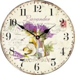 Pendule murale - yyv - vintage - 30 cm - bois - silencieuse - lavande violette