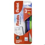 Pentel - porte - mines fiesta - plume 05 mm - corps noir bleu vert - paquet de 3