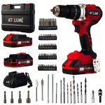 Perceuse � percussion atelun� 20v - 2x batteries(affichage batterie) - visseuse sans fil - set ultra ...