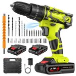 Perceuse visseuse sans fil 21v visseuse devisseuse avec 2 batteries 42nm percussion 25 + 3 r�glages de ...