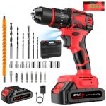 Perceuse visseuse sans fil 21v visseuse devisseuse avec led 25 + 3 rglages de couple 2 vitesses 29 accessoire ...