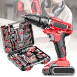 Perceuse visseuse sans fil 21v avec fonction percussion 117 pices coffret outils lectriques 50nm couple ...