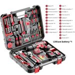 Perceuse visseuse sans fil - 50 n. m avec lumi�re led ensemble doutils pour la maison de 117 pi�ces.