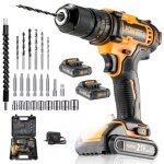 Perceuse visseuse sans fil powtools - 21v - 2 batteries lithium + 24 accessoires + chargeur