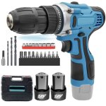 Perceuse - visseuse sans fil mawiron 12v - 2 batteries lithium - ion - 2 vitesses - 23 accessoires