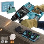 Marteau perforateur sans fil marteau et perceuse percussion sds plus 2. 6j avec 2 batteries 40ah et chargeur ...