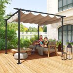 Pergola aluminium 3l x 3l x 230h m pergola r�tractable structure alu + toile polyester haute densit� ...