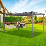 Pergola en aluminium 3x4 m tissu imperm�able coloris gris