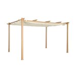 Pergola aluminium - isla 3x4m - imitation bois. toile �cru - tonnelle id�ale pour votre terrasse. toit ...