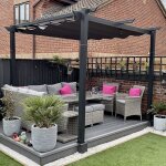 Pergola aluminium purple leaf 3 x 3 m gris toit coulissant extrieur avec toit inclin protecteur