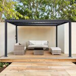 Pergola autoport�e bioclimatique 4x3 m en alu coloris gris