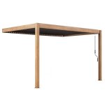 Pergola bioclimatique adoss�e 3x4m en aluminium bois gris