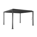 Pergola bioclimatique anthracite aluminium et acier lames orientables 3. 6x3. 6m palace