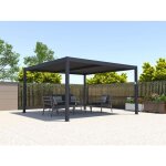 Pergola bioclimatique autoportante �lectrique anthracite en aluminium avec lames orientables 156 m� - ...