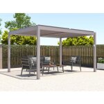 Pergola bioclimatique autoportante �lectrique taupe en aluminium avec lames orientables 12 m� - amadora ...