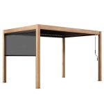 Pergola bioclimatique autoport�e 3x4m et 1 store bois gris - oviala