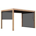 Pergola bioclimatique autoporte 3x4m et 3 stores bois gris - oviala