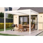 Pergola bioclimatique autoporte - cazeboo - piana - 3x3m - aluminium - blanc - lames orientables acier ...
