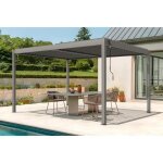 Pergola bioclimatique autoport�e - cazeboo - piana - 4x3m - aluminium - taupe - lames orientables acier ...
