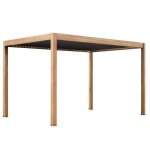 Pergola bioclimatique autoport�e et motoris�e �clair�e 3x4m bois gris