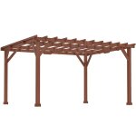 Pergola bois 3, 3 x 3, 8 m - outsunny - tonnelle de jardin stable pour plantes grimpantes, vignes et ...