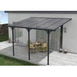 Pergola / carport adosse - abri de voiture - cazeboo - kleo - 4x3m - gris - aluminium - 12m - toit ...