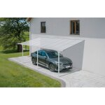 Pergola / carport adosse - abri de voiture - cazeboo - kleo - 5x3m - blanc - aluminium - 15m - toit ...