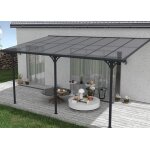 Pergola / carport adosse - abri de voiture - cazeboo - kleo - 5x3m - gris - aluminium - 15m - toit ...