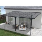 Pergola / carport adosse - abri de voiture - cazeboo - kleo - 55x3m - gris - aluminium - 165m - toit ...