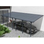 Pergola / carport adosse - abri de voiture - cazeboo - kleo - 8x3m - gris - aluminium - 24m - toit ...